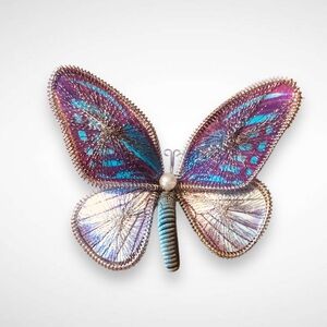Vintage wire wrapped butterfly brooch pin